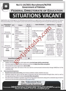 Federal Directorate of Education advertisement job 2024