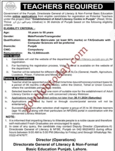  Government Teaching Jobs in Punjab 2024 Advertisement