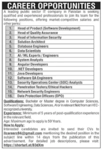 Latest IT Jobs in Pakistan 2024 Advertisement | Apply Online