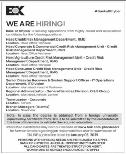 bank of Khyber Jobs 2024